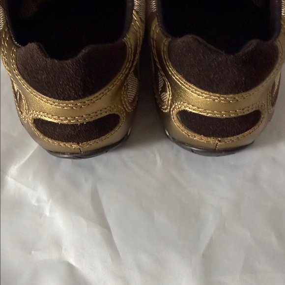 Coach Signature Brown and Gold Lace-Up Sneakers - Picture 8 of 9